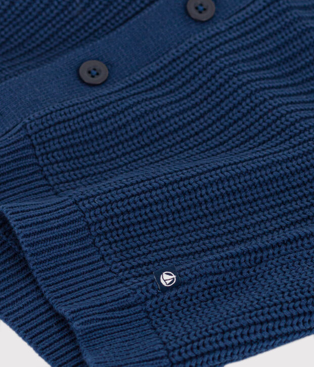 Kinder-Cardigan mit Patentmuster aus Baumwolle f&uuml;r M&auml;dchen blau