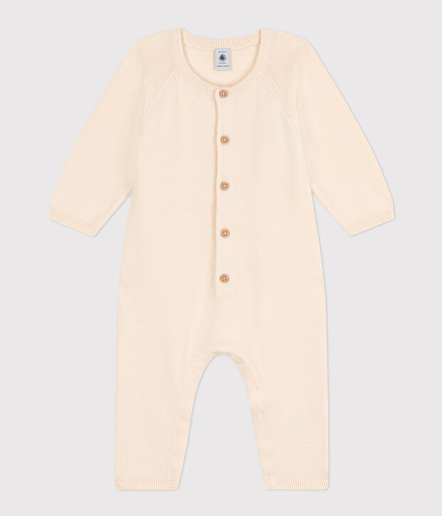 Langer Baby-Overall aus Strick naturfarben