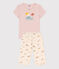 Kinder-Kurzpyjama aus Baumwolle mit Tiermotiv für Mädchen rosa SALINE/weiss MULTICO