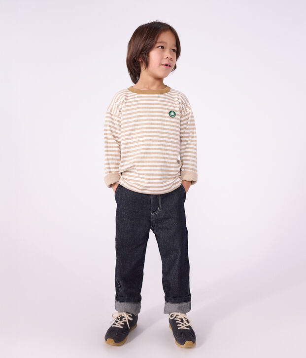 Lang&auml;rmeliges Kinder-T-Shirt mit Streifen beige/naturfarben/beige