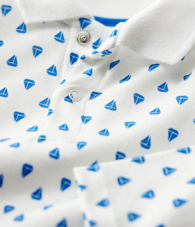 Baby-Body aus Baumwolle. weiss/blau
