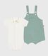 Newborn-Set Latzhose und bestickter Strampler aus einfarbiger Baumwolle