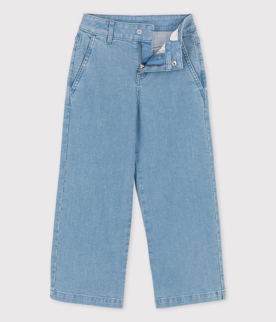 Schlaghose aus hellem Denim für Mädchen blau DENIM BLEU