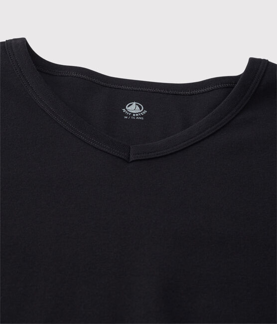 Kurzärmliges T-Shirt mit V-Ausschnitt schwarz NOIR
