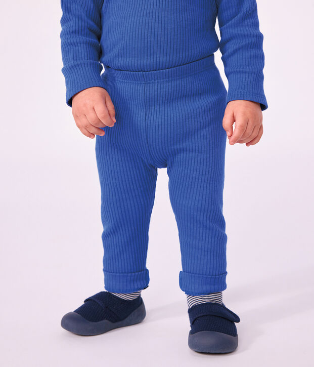 Baby-Leggings aus einfarbiger Baumwolle blau