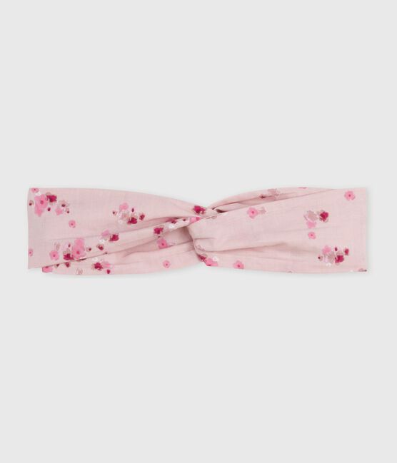Baby-Stirnband aus Popeline mit Blumenmuster rosa JOLI/weiss MULTICO
