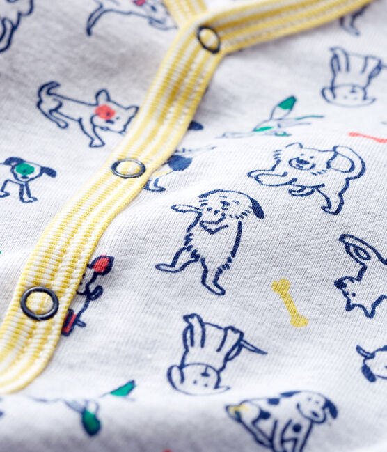 Baby-Strampler aus Rippstrick für Jungen grau POUSSIERE/weiss MULTICO