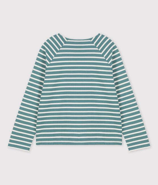 Geknöpftes Streifenshirt aus Baumwolle für Damen grün BRUT/weiss AVALANCHE
