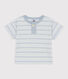 Kurzärmeliges Baby-T-Shirt aus gestreiftem Jersey.