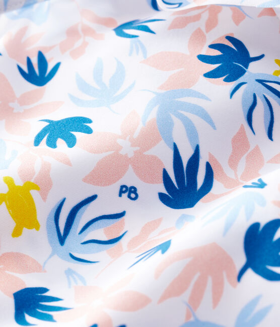 Baby-Badeanzug aus recyceltem Material für Mädchen weiss MARSHMALLOW/weiss MULTICO