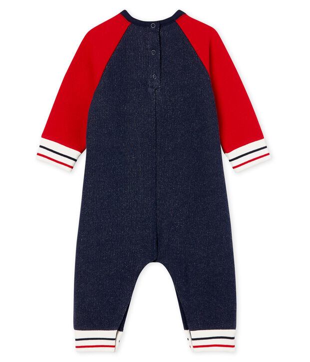 Baby-Langoverall aus Molton f&uuml;r Jungen blau/rot
