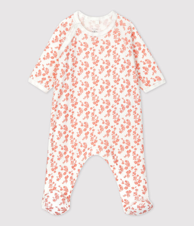 Baby-Strampler aus Bio-Baumwolle weiss/rosa