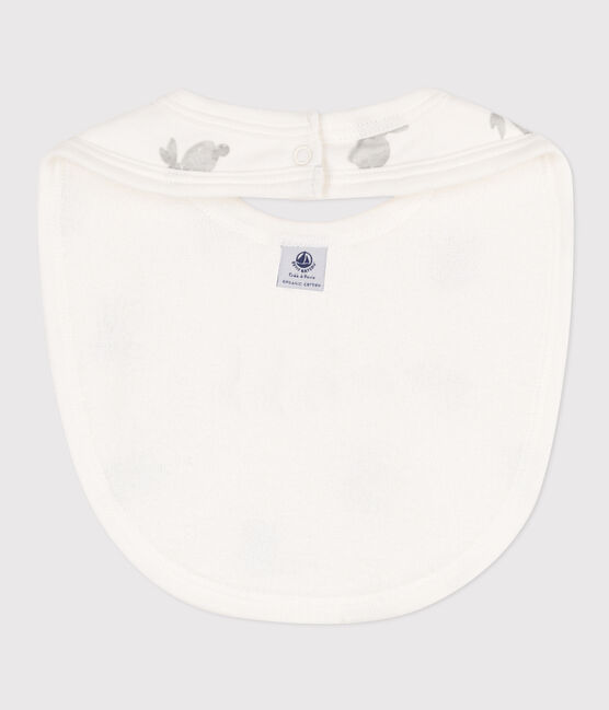 Bedrucktes Lätzchen aus Baumwolle weiss MARSHMALLOW/grau GRIS