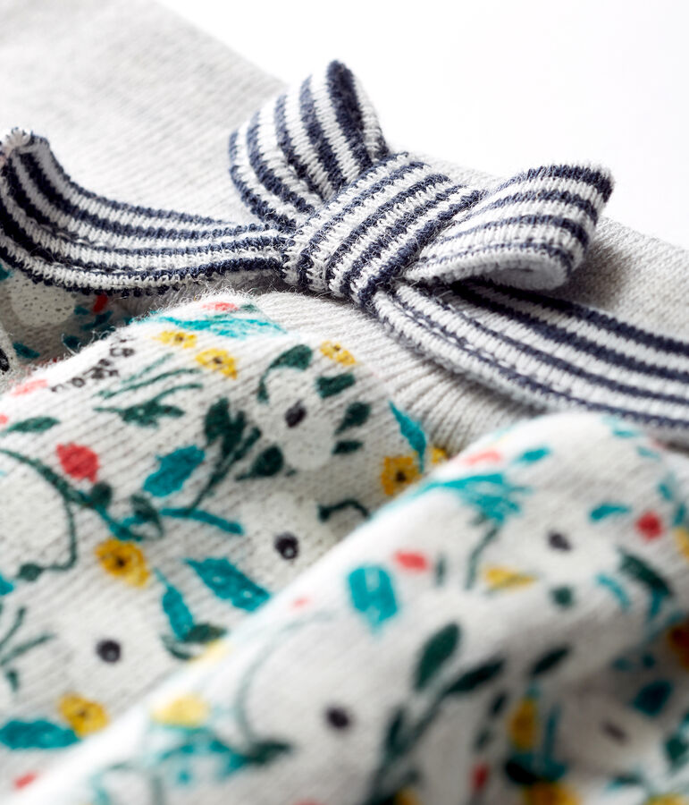 Baby-Hose aus bedrucktem Molton f&uuml;r M&auml;dchen grau BELUGA/weiss MULTICO CN