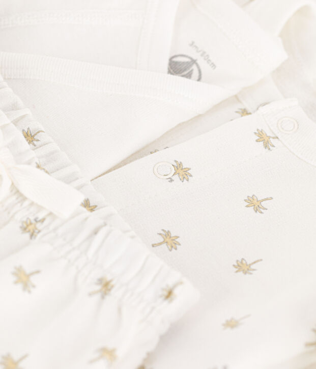 Baby-Set aus bedruckter Baumwolle weiss/vielfarbig