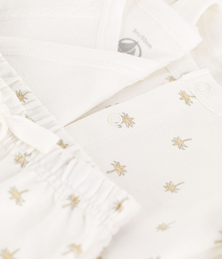 Baby-Set aus bedruckter Baumwolle weiss MARSHMALLOW/weiss MULTICO