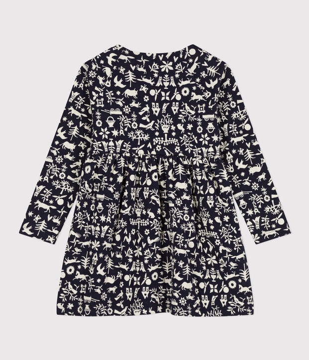 Lang&auml;rmeliges Kleid mit Printmotiv f&uuml;r M&auml;dchen blau/naturfarben