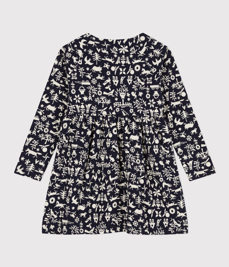 Lang&auml;rmeliges Kleid mit Printmotiv f&uuml;r M&auml;dchen blau/naturfarben