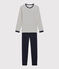 Kinderpyjama aus Rippstrick mit Matrosenstreifen weiss MARSHMALLOW/blau SMOKING