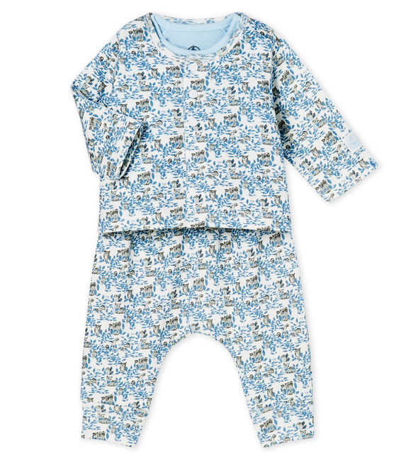 3-teiliges Baby-Set aus Rippstrick für Jungen weiss MARSHMALLOW/weiss MULTICO