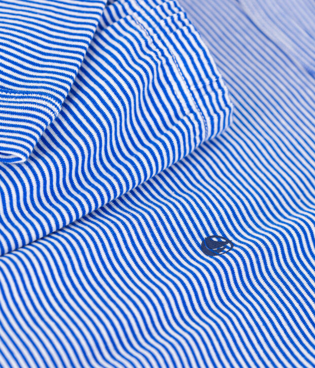 Kinder-Pyjama aus Baumwolle mit Streifen blau/weiss