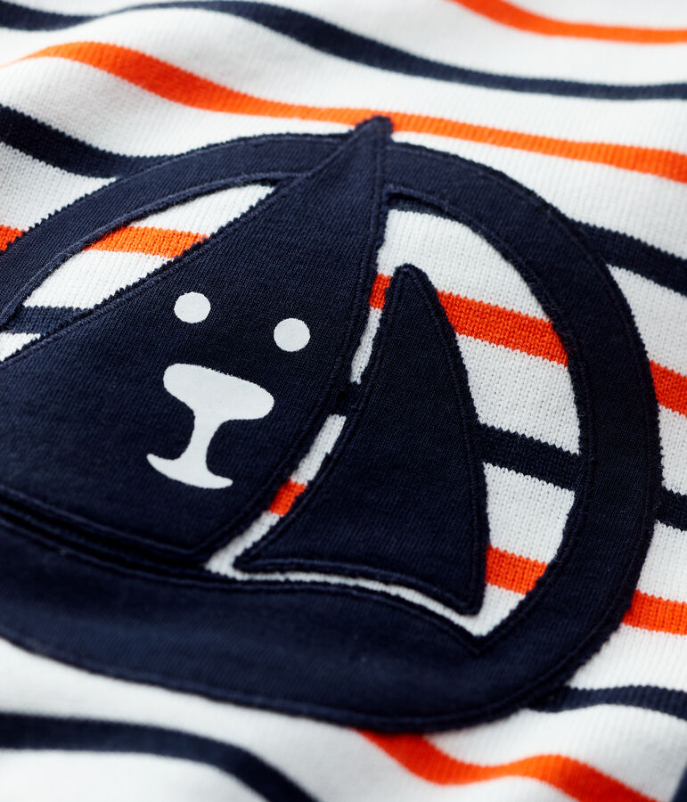 Baby-Sweatshirt aus Molton. weiss/blau/orange