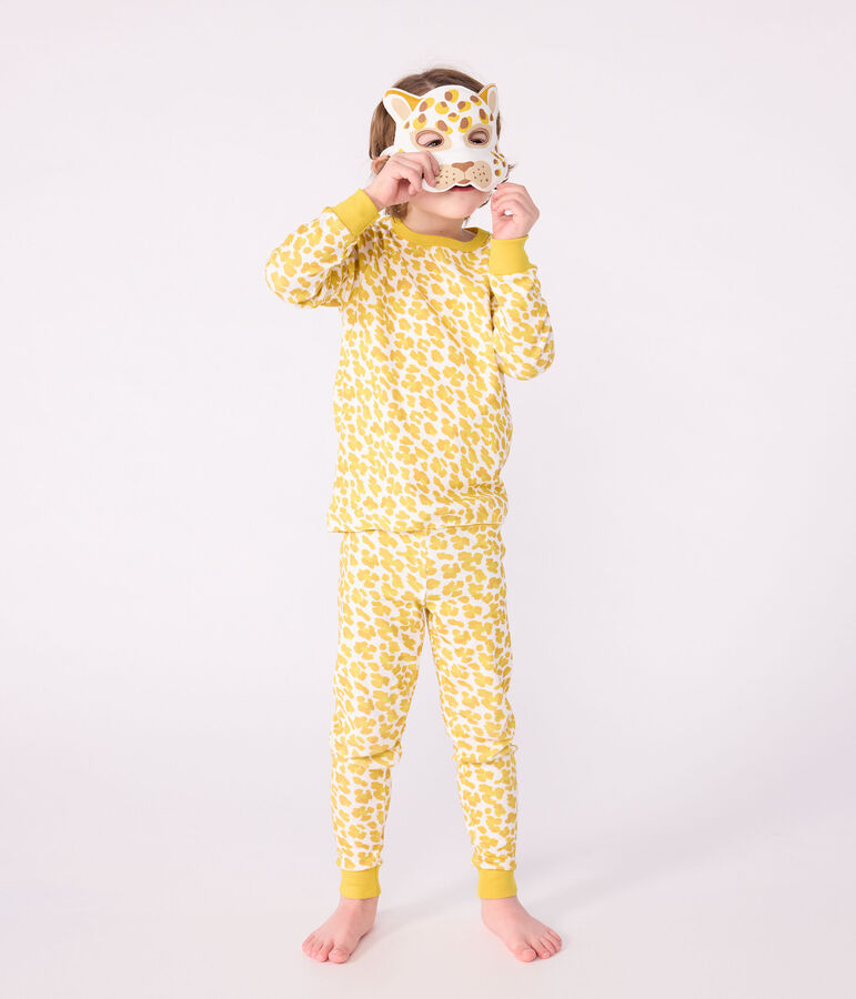 Kinder-Pyjama zum Verkleiden aus Baumwolle mit Leoparden-Motiv weiss/vielfarbig