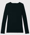 Damen-T-Shirt aus Baumwolle mit V-Ausschnitt schwarz NOIR