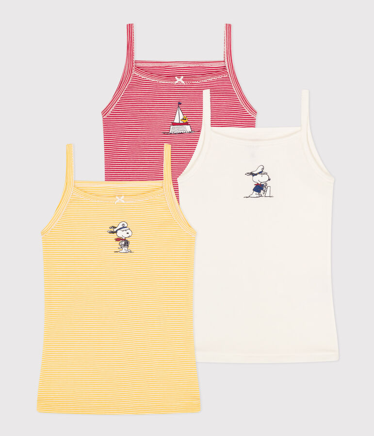 3er-Set Spaghetti-Tops Petit Bateau X Snoopy aus Baumwolle f&uuml;r M&auml;dchen vielfarbig