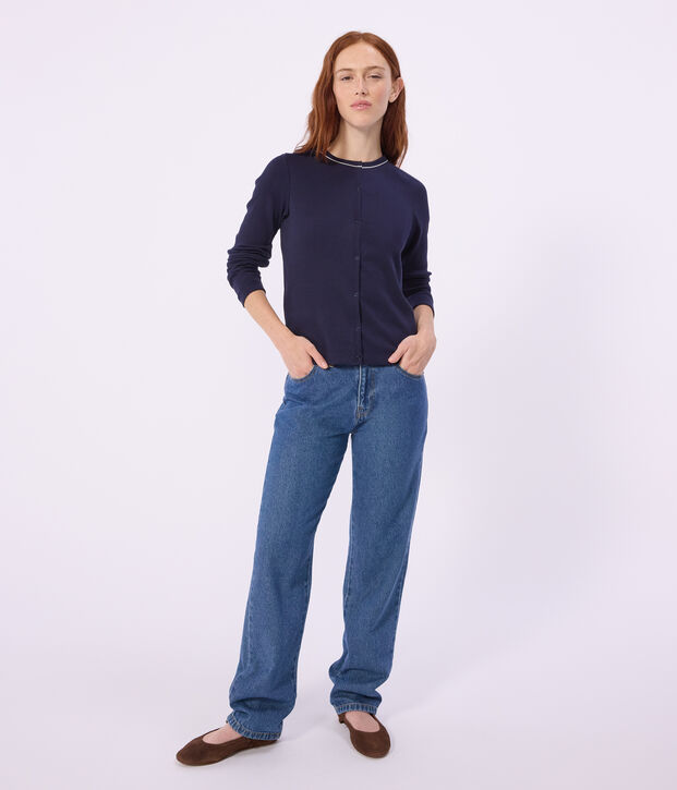 Damen-Cardigan aus einfarbiger Baumwolle SMOKING