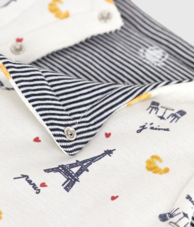 Wendbare Baby-Weste aus bedruckter Baumwolle weiss/blau