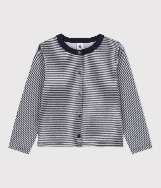Cardigan aus Doppeljersey Kinder Mädchen blau SMOKING/weiss MARSHMALLOW