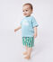 Kurzärmeliges Baby-T-Shirt aus einfarbiger Baumwolle blau AQUATIC