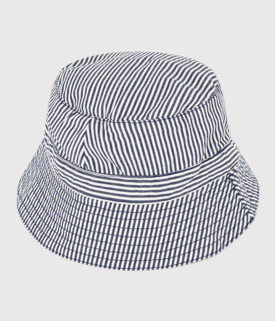 Kinder-Sonnenhut aus Sergestoff für Jungen blau MEDIEVAL/weiss MARSHMALLOW