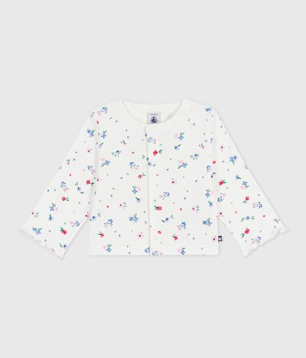 Baby-Cardigan aus Baumwolle mit Blumenmuster weiss/vielfarbig
