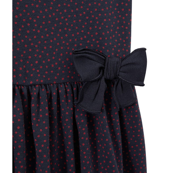 Gepunktetes Mädchen-Kleid weiss MARSHMALLOW/blau BRUT/ MULTICO