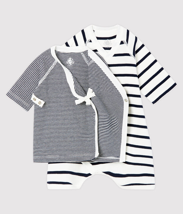 Set mit Kimono Body und Babyj&auml;ckchen aus Rippstrick vielfarbig