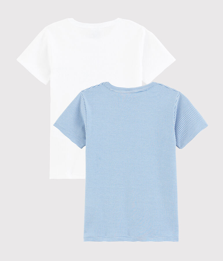 Set mit 2 kurz&auml;rmeligen T-Shirts aus Bio-Baumwolle mit blauem Ringelmuster f&uuml;r kleine Jungen variante 1