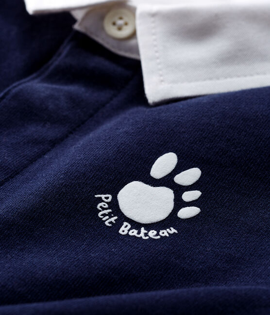 Langärmliges Baby-Poloshirt für Jungen blau SMOKING