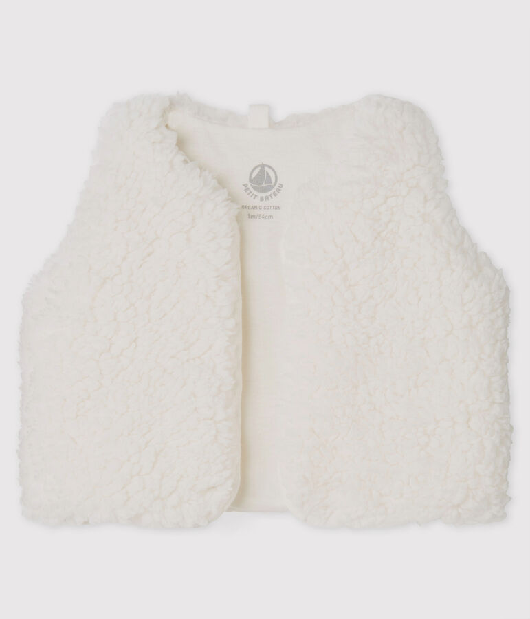 Mouwloze gilet van sherpa babymeisje weiss