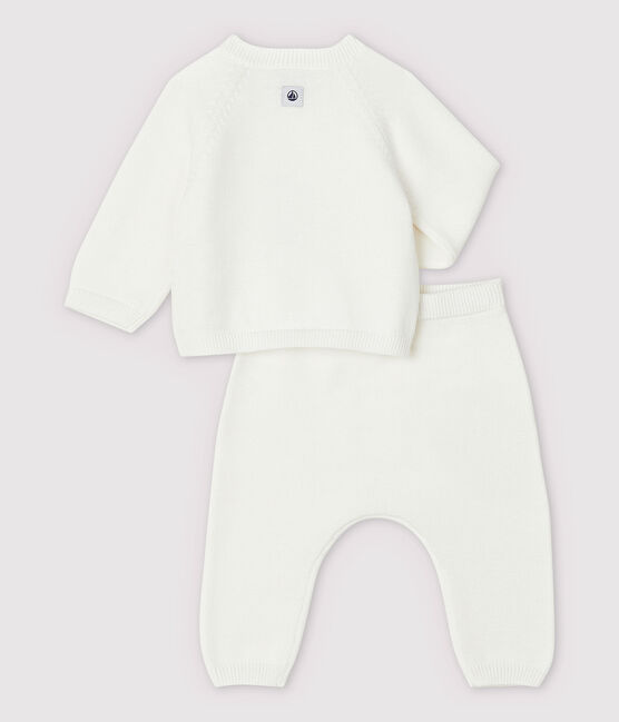 Zweiteiliges Baby-Set aus Bio-Baumwollstrick in Weiß weiss MARSHMALLOW