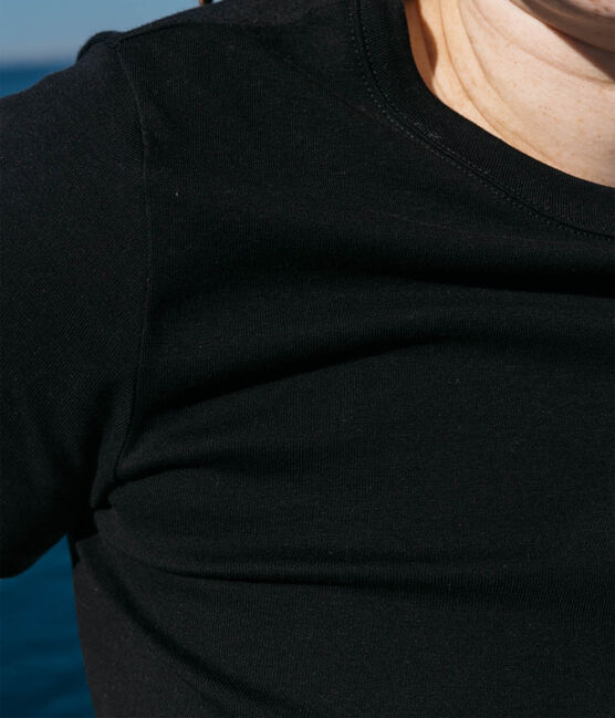 Eng anliegendes T-Shirt mit Rundhalsausschnitt aus Baumwolle für Damen schwarz NOIR