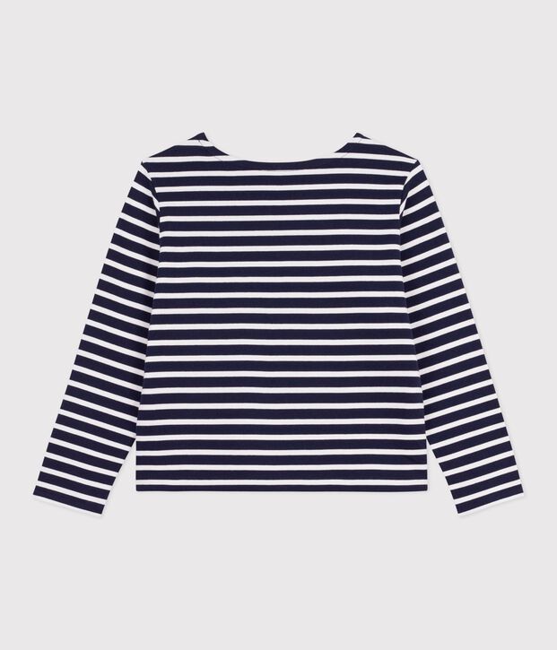 Damen-Shirt Marini&egrave;re aus Baumwolle mit Streifen blau/weiss