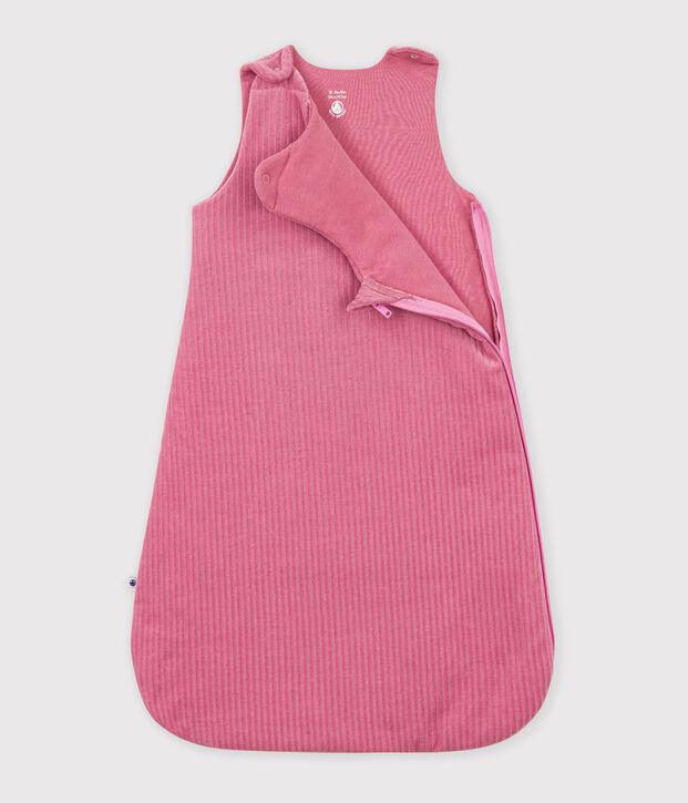 Baby-Schlafsack aus einfarbigem Bouclette-Samt TOG-Wert 3 rosa