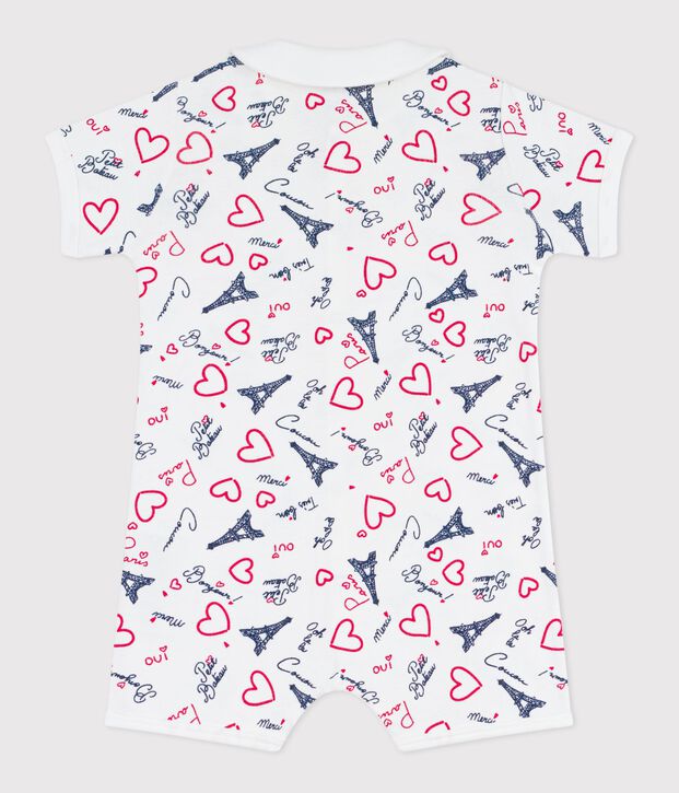 Baby-Kurzoverall mit Paris-Motiv am Kragen weiss/vielfarbig