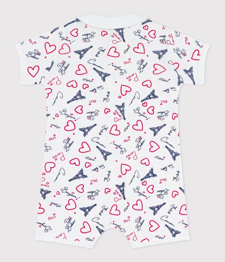 Baby-Kurzoverall mit Paris-Motiv am Kragen weiss/vielfarbig