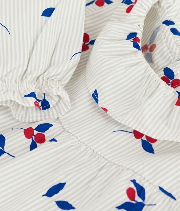 Lang&auml;rmelige Baby-Bluse aus Baumwoll-Musselin mit Beeren-Motiv blau/vielfarbig