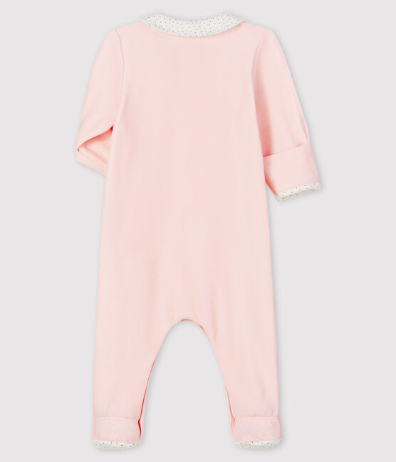 Baby-Strampler aus Bio-Baumwoll-Velours rosa FLEUR