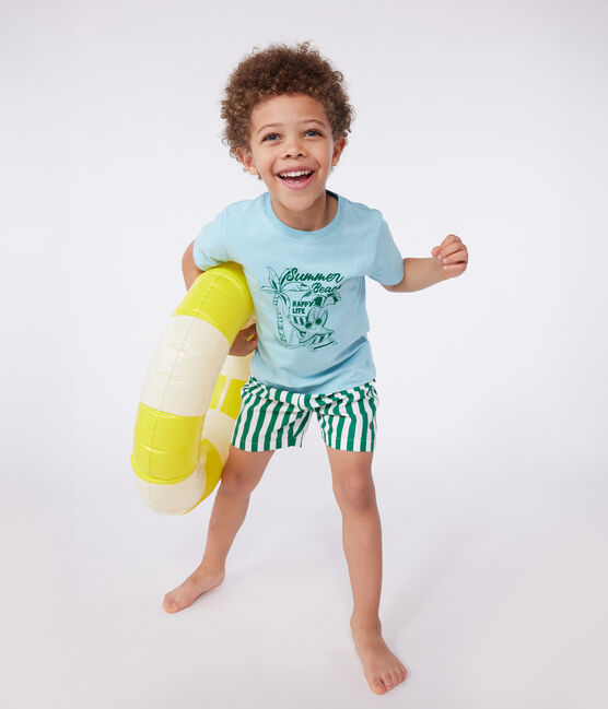 Kurzärmeliges Kinder-T-Shirt aus bedruckter Baumwolle blau AQUATIC