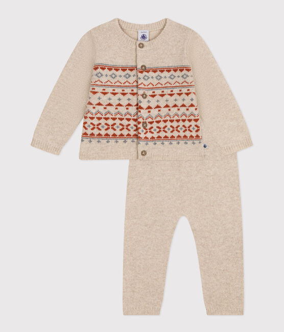 Baby-Set aus Jacquard-Strick beige MONTELIMAR/weiss MULTICO